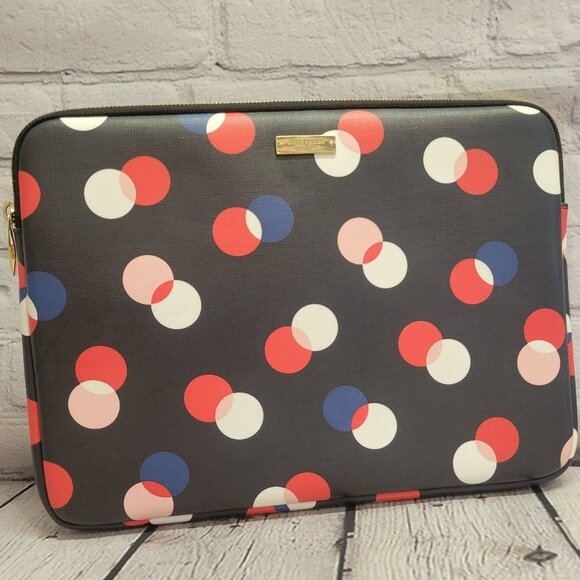 Kate Spade 13 " Black Laptop Sleeve with Polka Dots - Picture 1 of 6